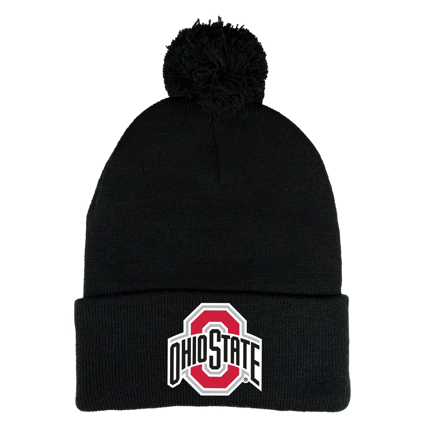 Ohio State Buckeyes 3D 12 in Knit Pom-Pom Top Beanie- Black - Ten Gallon Hat Co.