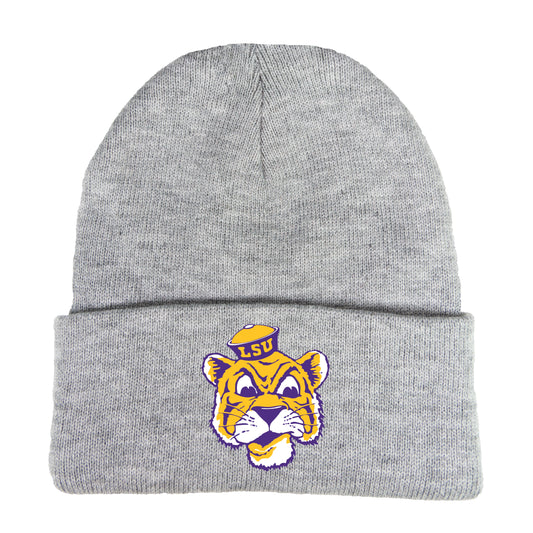 LSU Sailor Mike Classic 3D 12 in Knit Beanie- Heather Grey - Ten Gallon Hat Co.