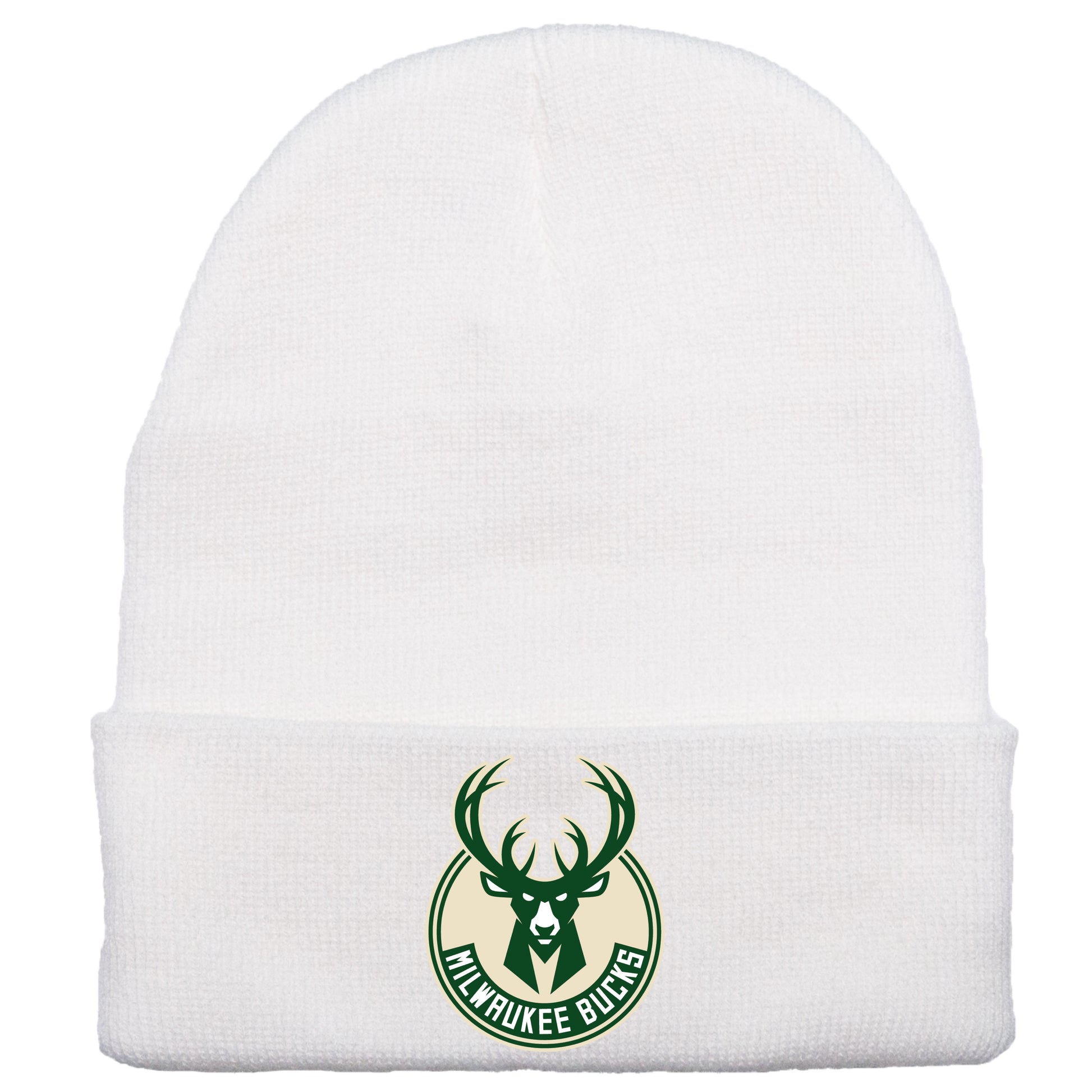 Milwaukee Bucks 3D 12 in Knit Beanie- White - Ten Gallon Hat Co.