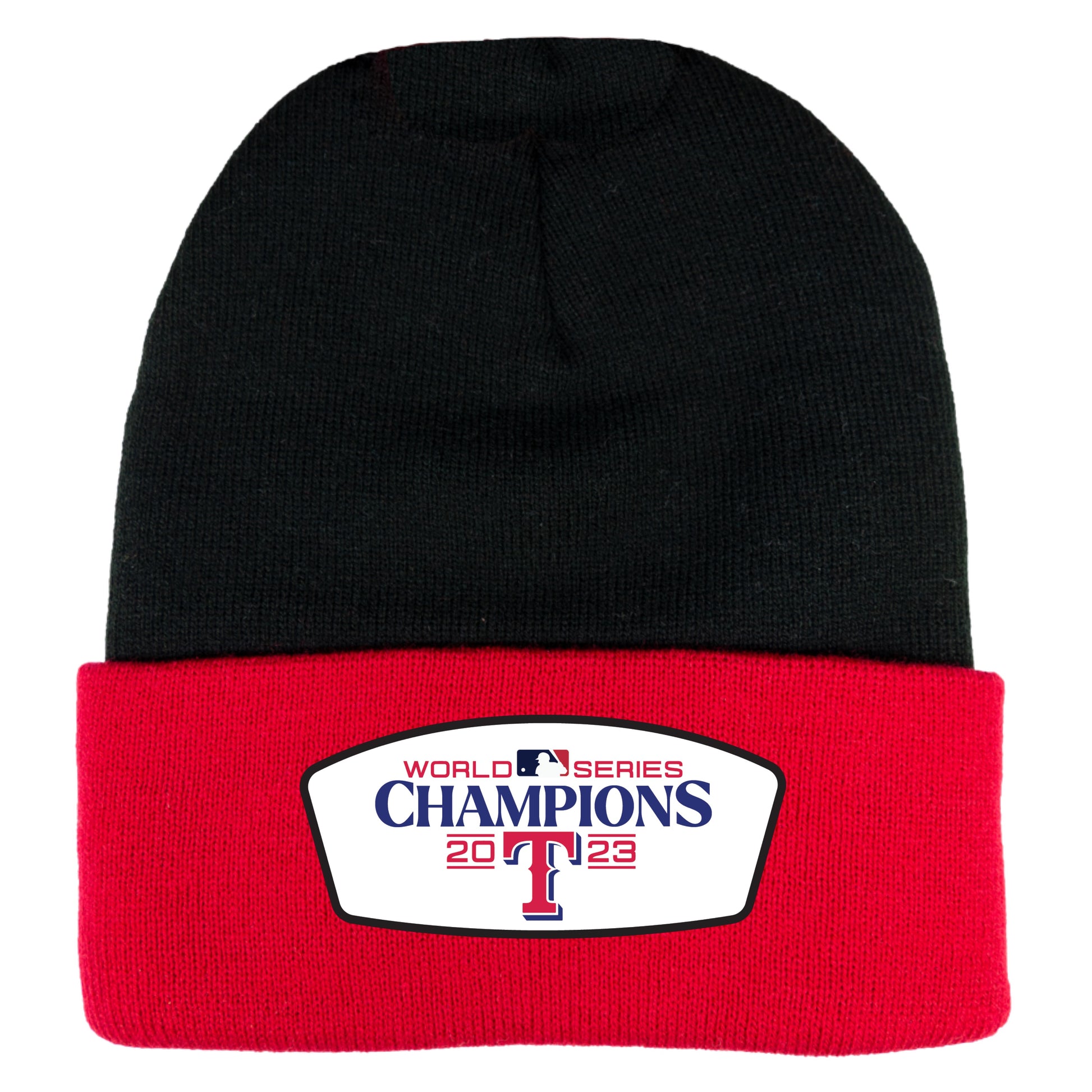 Texas Rangers 2023 World Series Champions 3D 12 in Knit Beanie- Black/ Red - Ten Gallon Hat Co.