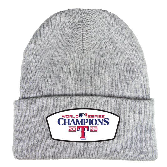 Texas Rangers 2023 World Series Champions 3D 12 in Knit Beanie- Heather Grey - Ten Gallon Hat Co.