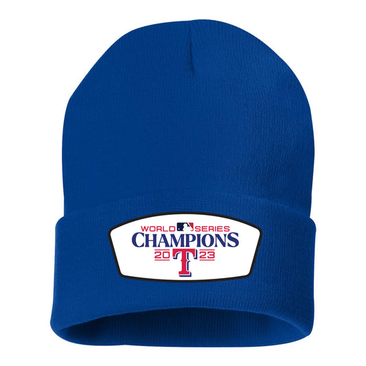 Texas Rangers 2023 World Series Champions 3D 12 in Knit Beanie- Royal - Ten Gallon Hat Co.