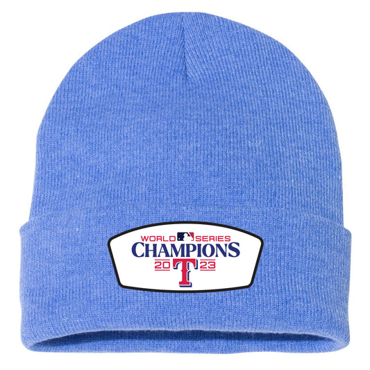 Texas Rangers 2023 World Series Champions 3D 12 in Knit Beanie- Heather Royal - Ten Gallon Hat Co.