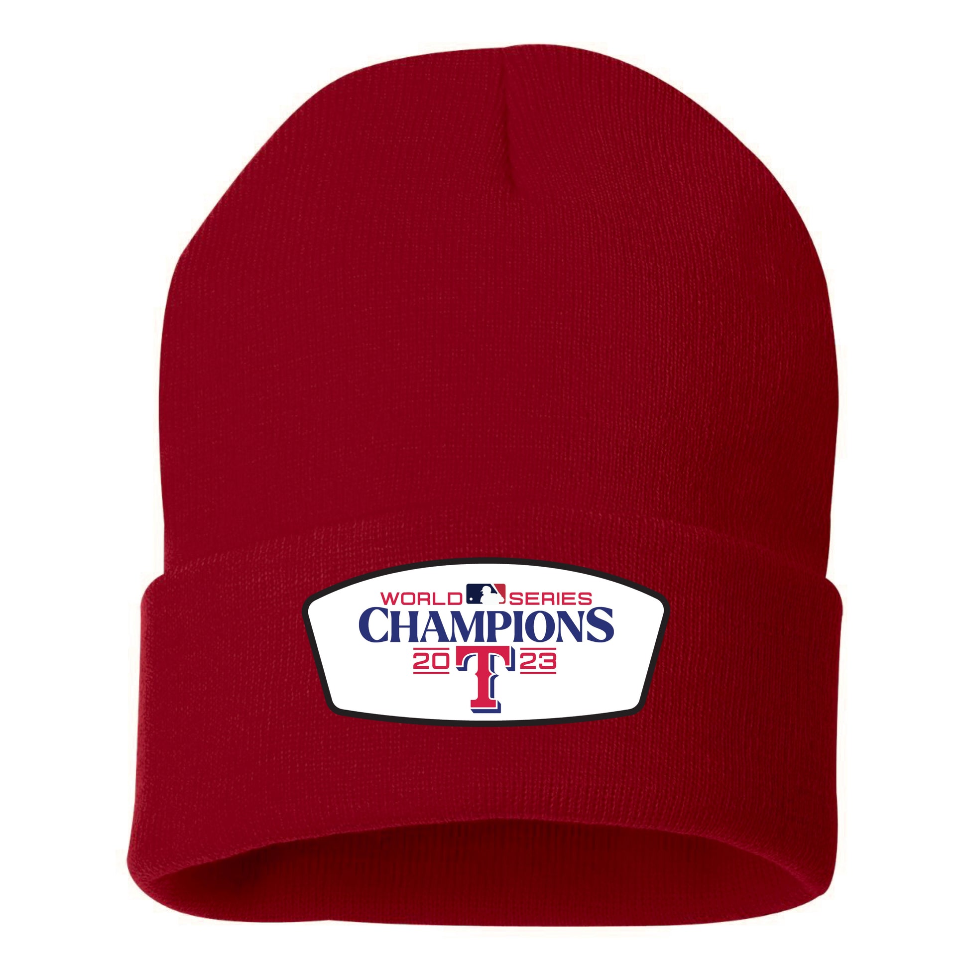 Texas Rangers 2023 World Series Champions 3D 12 in Knit Beanie- Cardinal - Ten Gallon Hat Co.