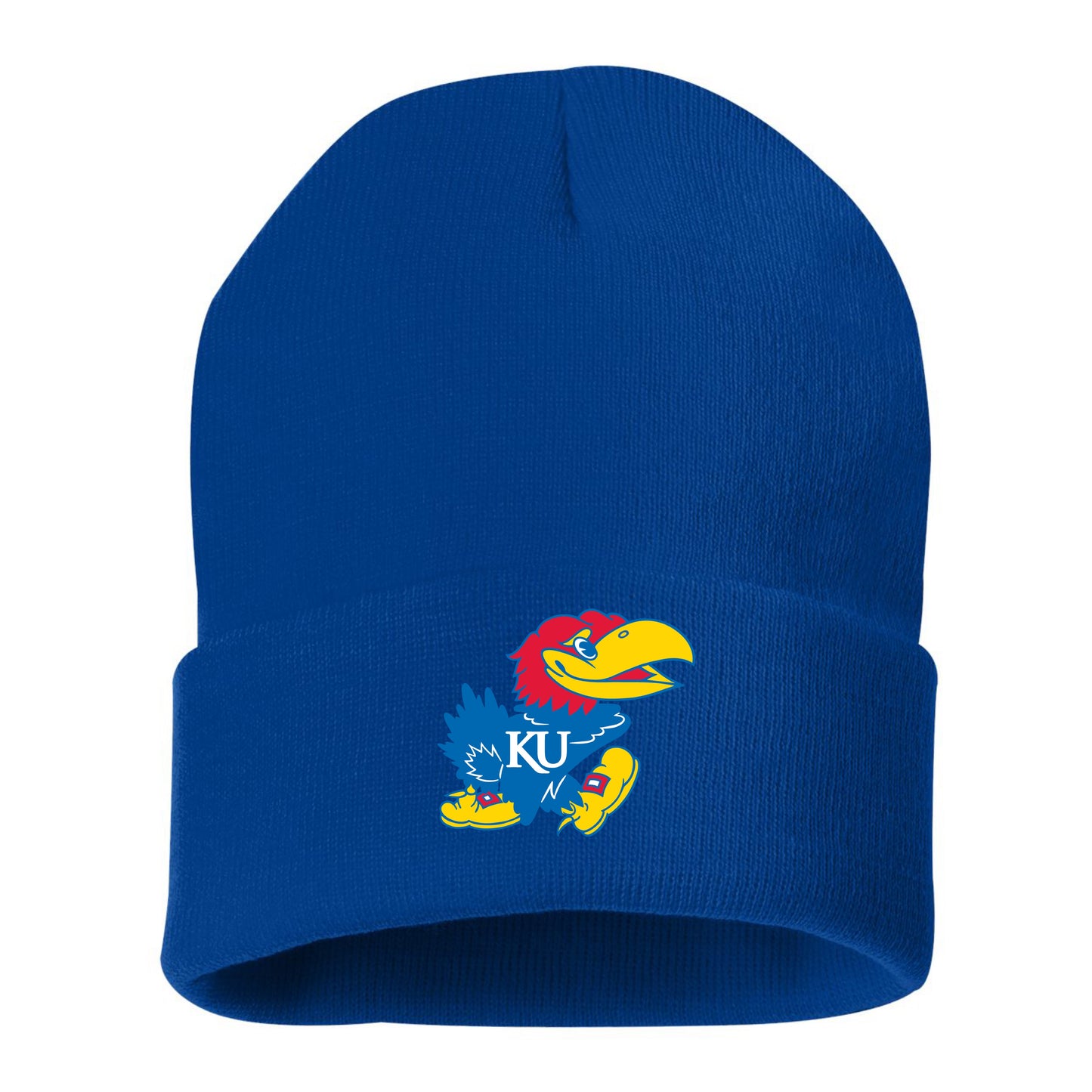 Kansas Jayhawks Classic 3D 12 in Knit Beanie- Royal - Ten Gallon Hat Co.