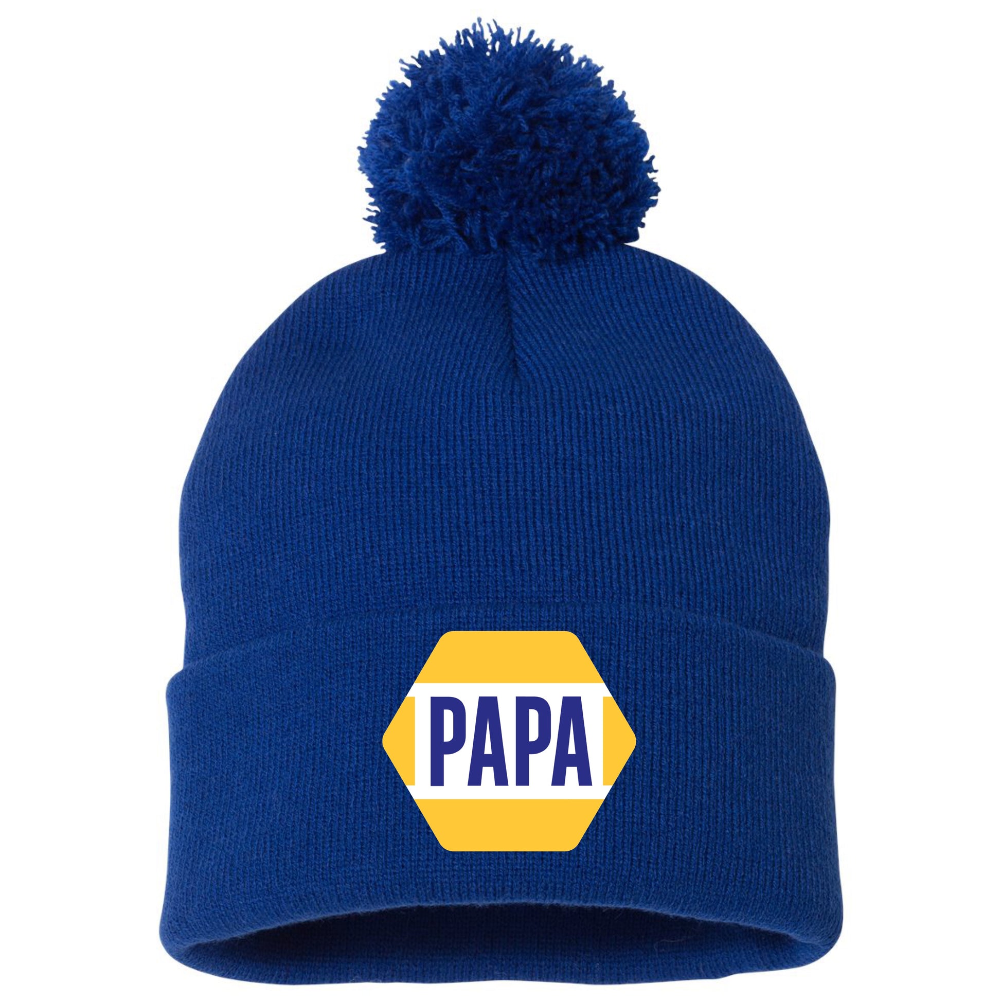 PAPA Know How 3D 12 in Knit Pom-Pom Top Beanie- Royal - Ten Gallon Hat Co.