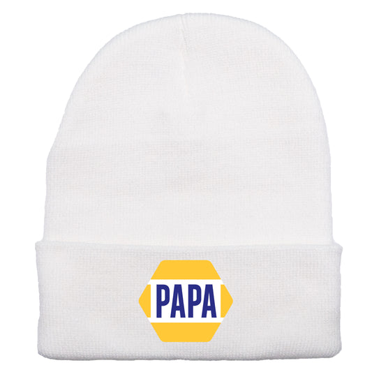 PAPA Know How 3D 12 in Knit Beanie- White - Ten Gallon Hat Co.