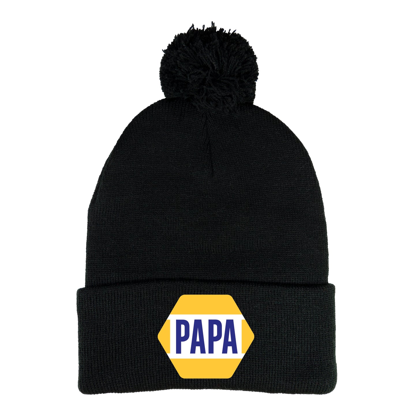 PAPA Know How 3D 12 in Knit Pom-Pom Top Beanie- Black - Ten Gallon Hat Co.