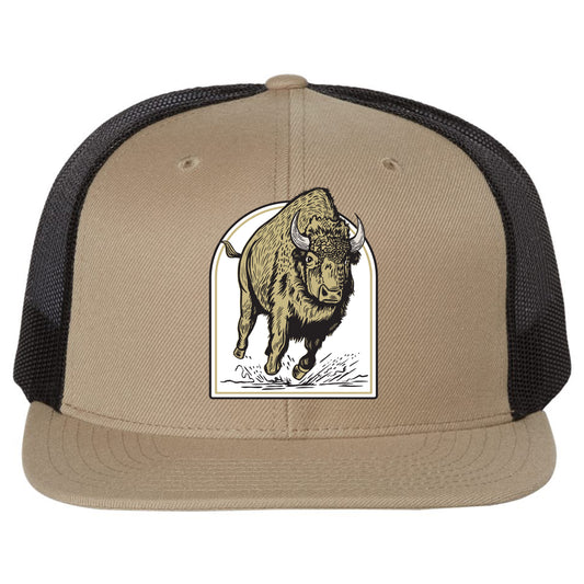 Colorado Wild Buffaloes Mascot Series 3D PVC Patch Wool Blend Flat Bill Hat- Khaki/ Black - Ten Gallon Hat Co.