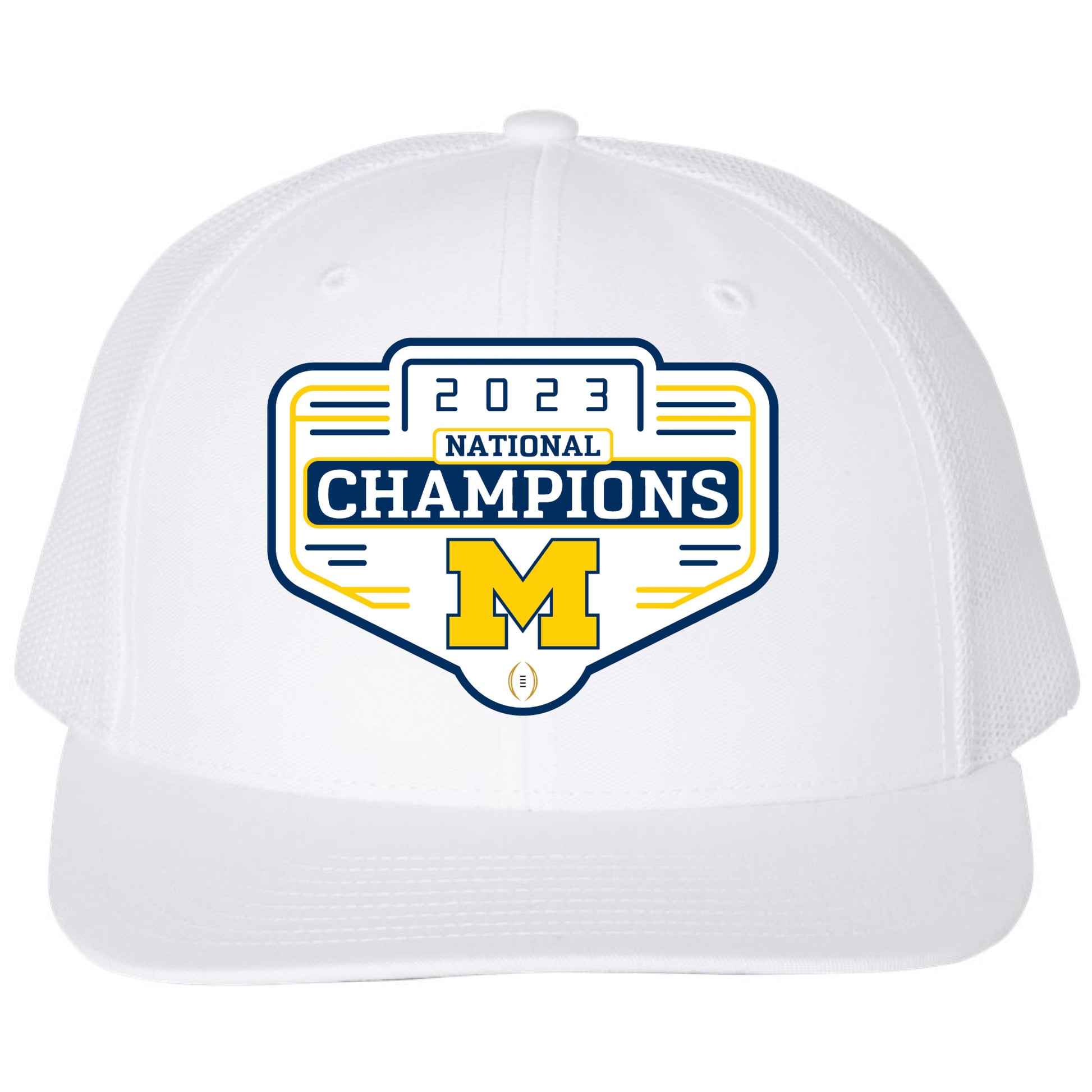 Michigan Wolverines 2023 National Champions 3D YP Snapback Trucker Hat- White - Ten Gallon Hat Co.