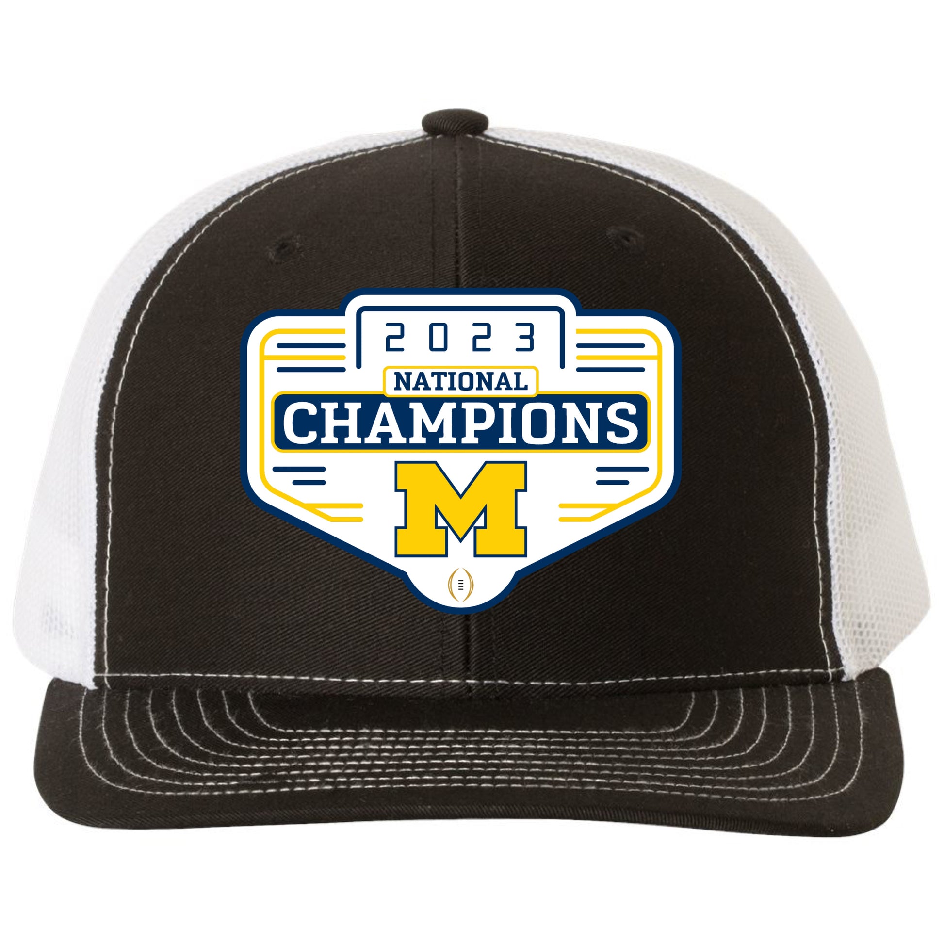 Michigan Wolverines 2023 National Champions 3D YP Snapback Trucker Hat- Black/ White - Ten Gallon Hat Co.