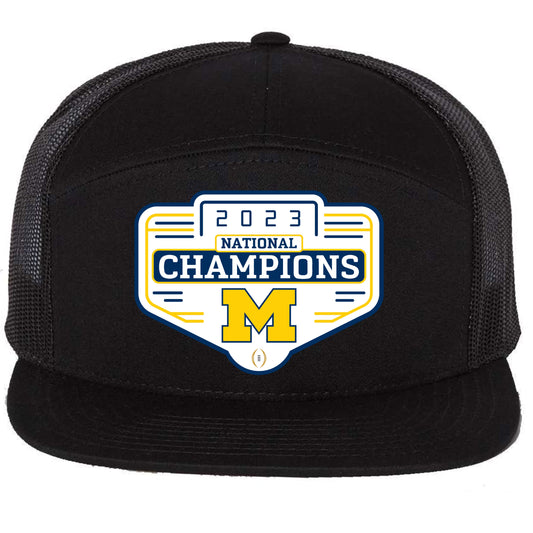 Michigan Wolverines 2023 National Champions 3D Snapback Seven-Panel Trucker Hat- Black - Ten Gallon Hat Co.