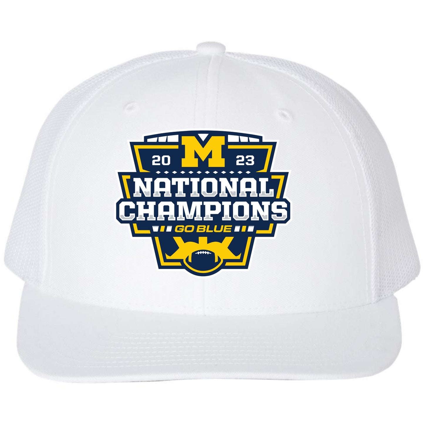 Michigan College Football Playoff 2023 National Champions 3D YP Snapback Trucker Hat- White - Ten Gallon Hat Co.