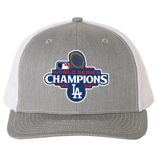 Los Angeles Dodgers 2024 World Series Champions 3D Snapback Trucker Hat- Heather Grey/ White