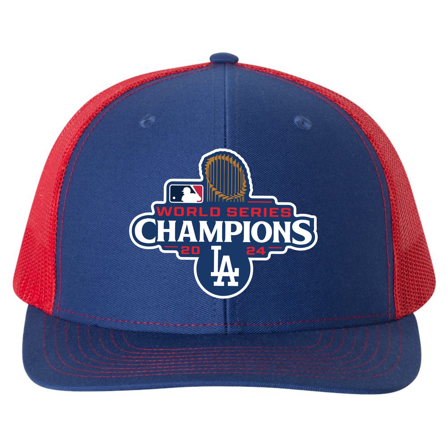 Los Angeles Dodgers 2024 World Series Champions 3D Snapback Trucker Hat- Royal/ Red