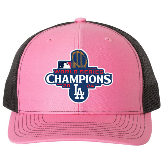 Los Angeles Dodgers 2024 World Series Champions 3D Snapback Trucker Hat- Pink/ Black