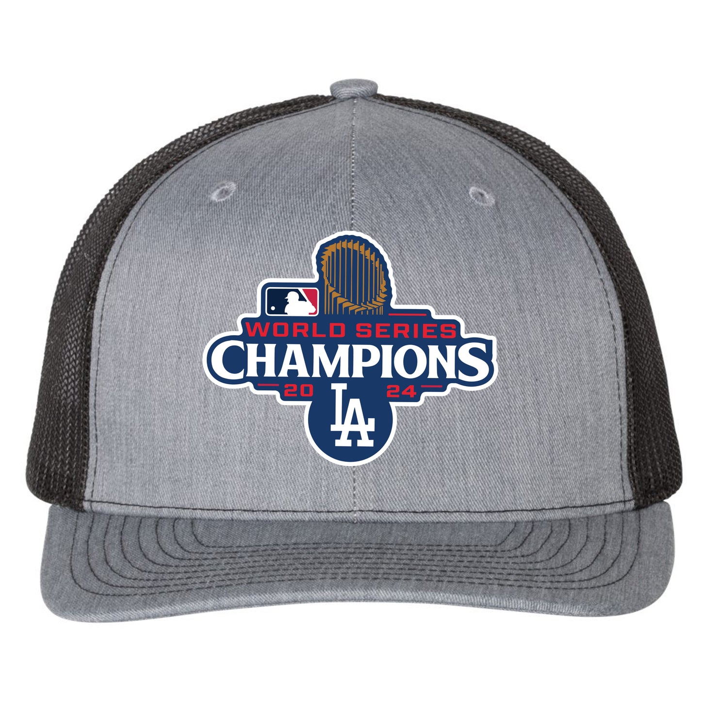 Los Angeles Dodgers 2024 World Series Champions 3D Snapback Trucker Hat- Heather Grey/ Black