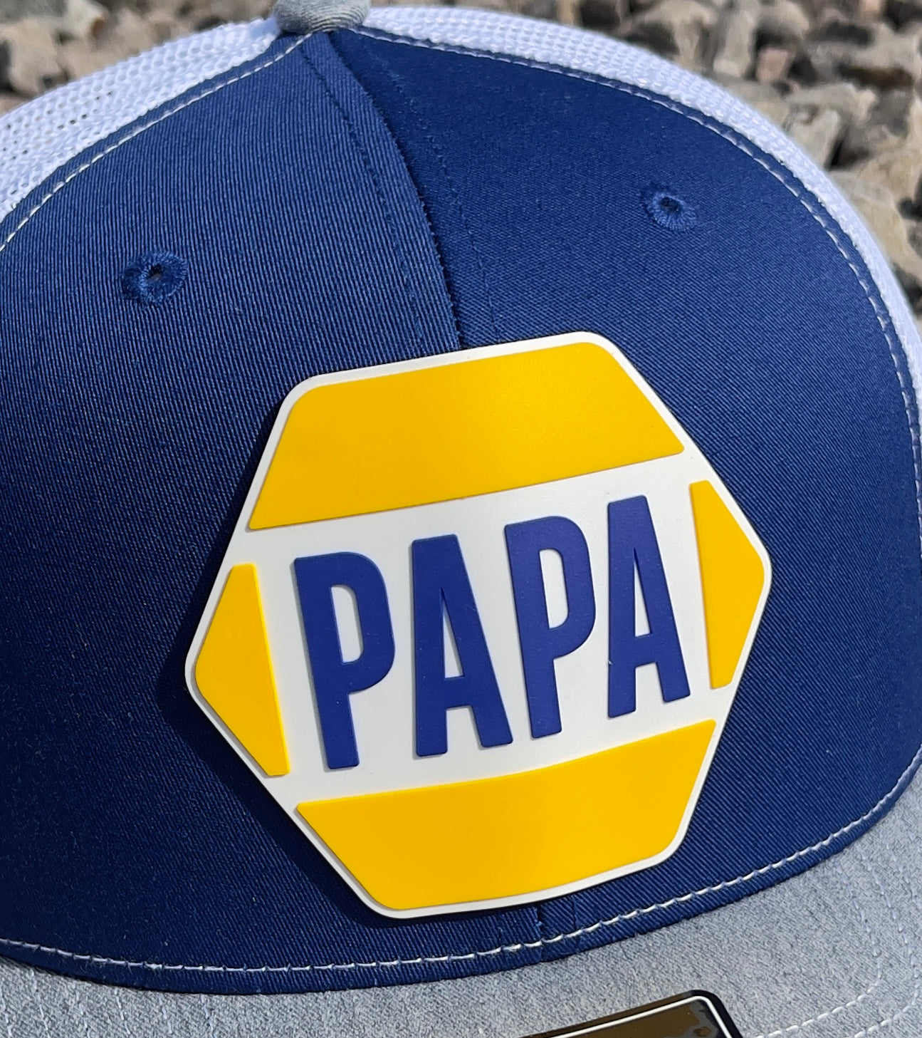 PAPA Know How 3D PVC Patch Hat- Black/ White/ Heather Grey - Ten Gallon Hat Co.