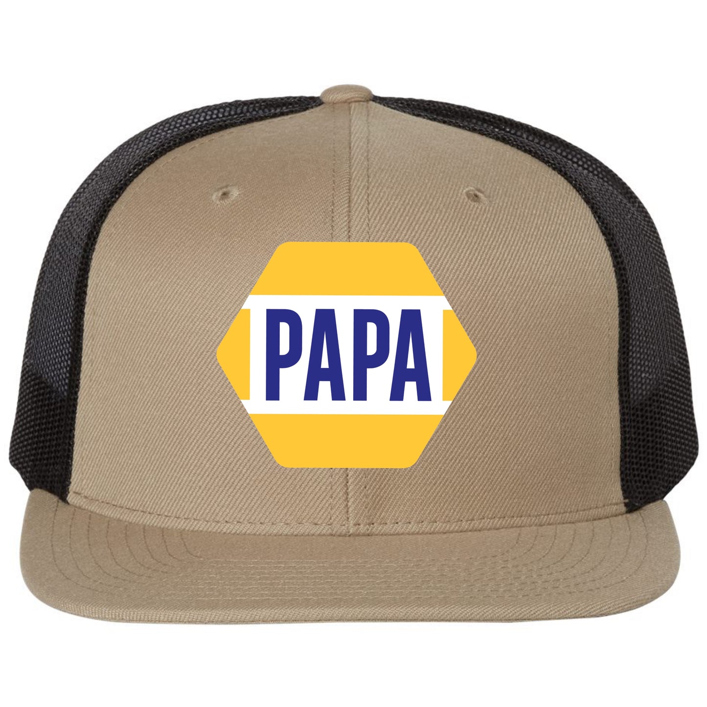 PAPA Know How 3D PVC Patch Wool Blend Flat Bill Hat- Khaki/ Black - Ten Gallon Hat Co.