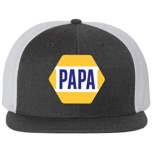 PAPA Know How 3D PVC Patch Wool Blend Flat Bill Hat- Heather Charcoal/ White - Ten Gallon Hat Co.