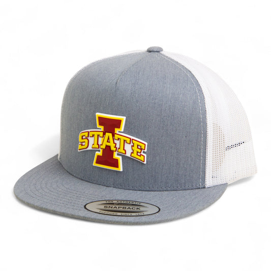 Iowa State Cyclones 3D YP Snapback Flat Bill Trucker Hat- Heather Grey/ White