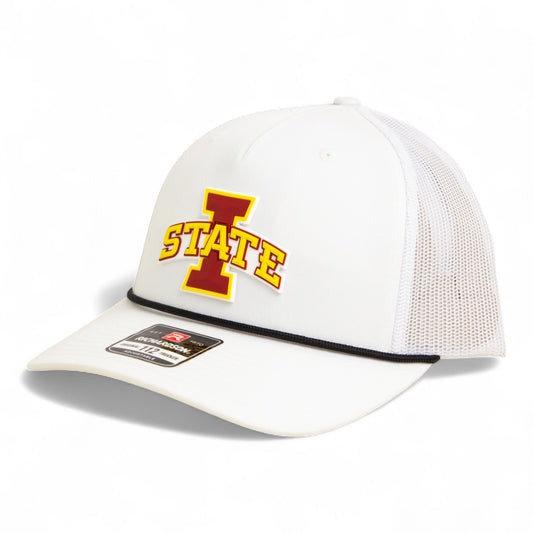 Iowa State Cyclones 3D Snapback Trucker Rope Hat- White/ Black