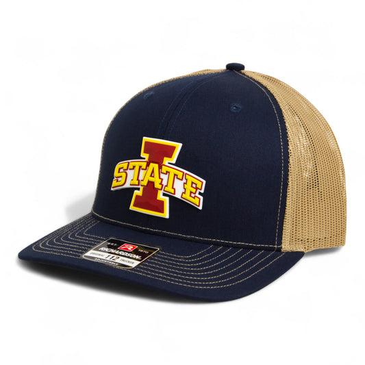 Iowa State Cyclones 3D Snapback Trucker Hat- Navy/ Tan