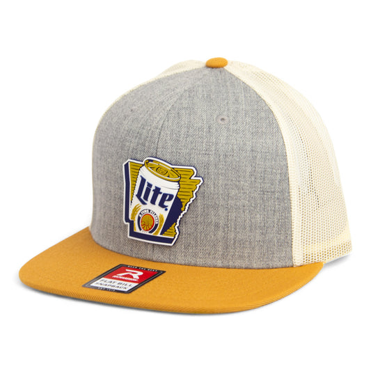 It's Miller Time Arkansas 3D Wool Blend Flat Bill Hat- Heather Grey/ Birch/ Biscuit