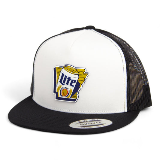 It's Miller Time Arkansas 3D YP Snapback Flat Bill Trucker Hat- White/ Black