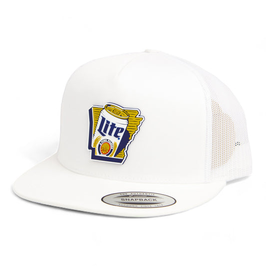 It's Miller Time Arkansas 3D YP Snapback Flat Bill Trucker Hat- White