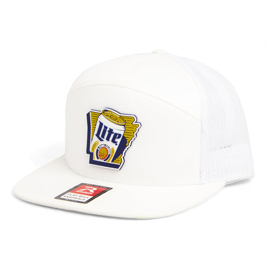 It's Miller Time Arkansas 3D Snapback Seven-Panel Flat Bill Trucker Hat- White