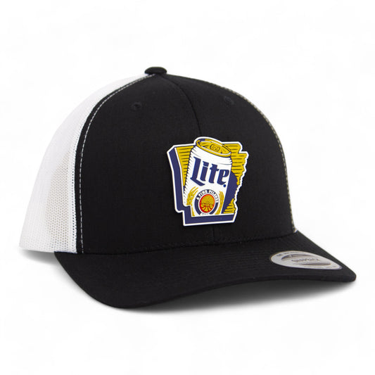 It's Miller Time Arkansas 3D YP Snapback Trucker Hat- Black/ White