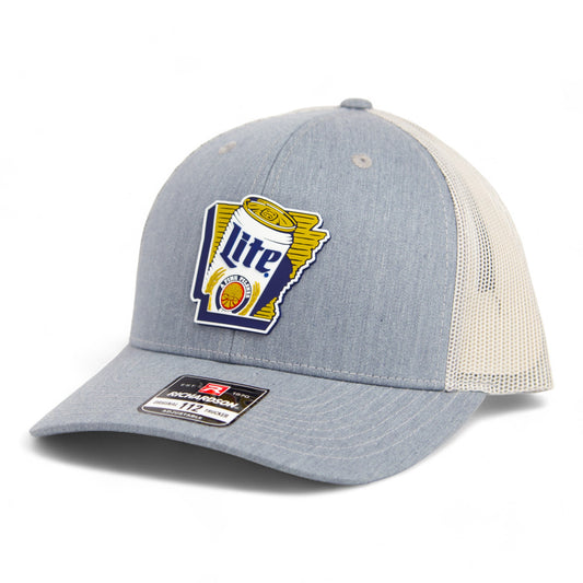 It's Miller Time Arkansas 3D Snapback Trucker Hat- Heather Grey/ Light Grey