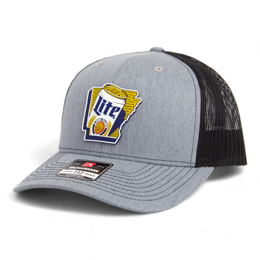 It's Miller Time Arkansas 3D Snapback Trucker Hat- Heather Grey/ Black