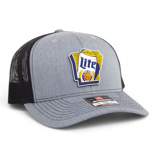 It's Miller Time Arkansas 3D Snapback Trucker Hat- Heather Grey/ Black