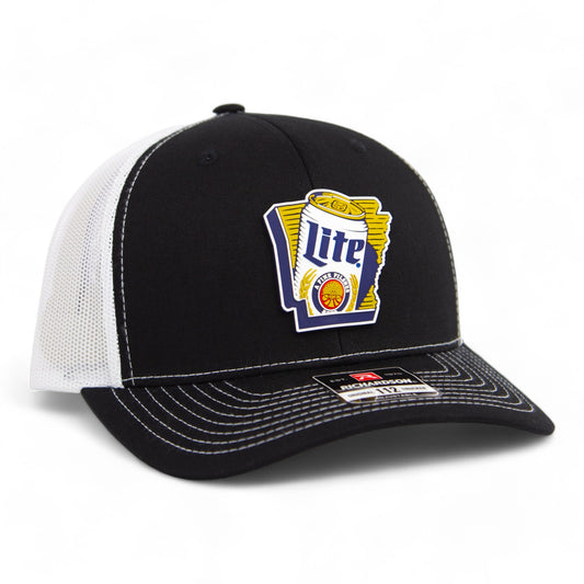 It's Miller Time Arkansas 3D Snapback Trucker Hat- Black/ White