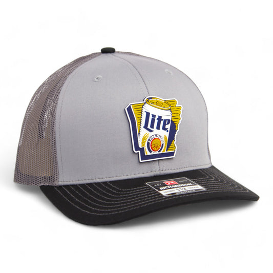 It's Miller Time Arkansas 3D Snapback Trucker Hat- Grey/ Charcoal/ Black