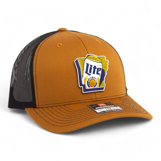 It's Miller Time Arkansas 3D Snapback Trucker Hat- Caramel/ Black