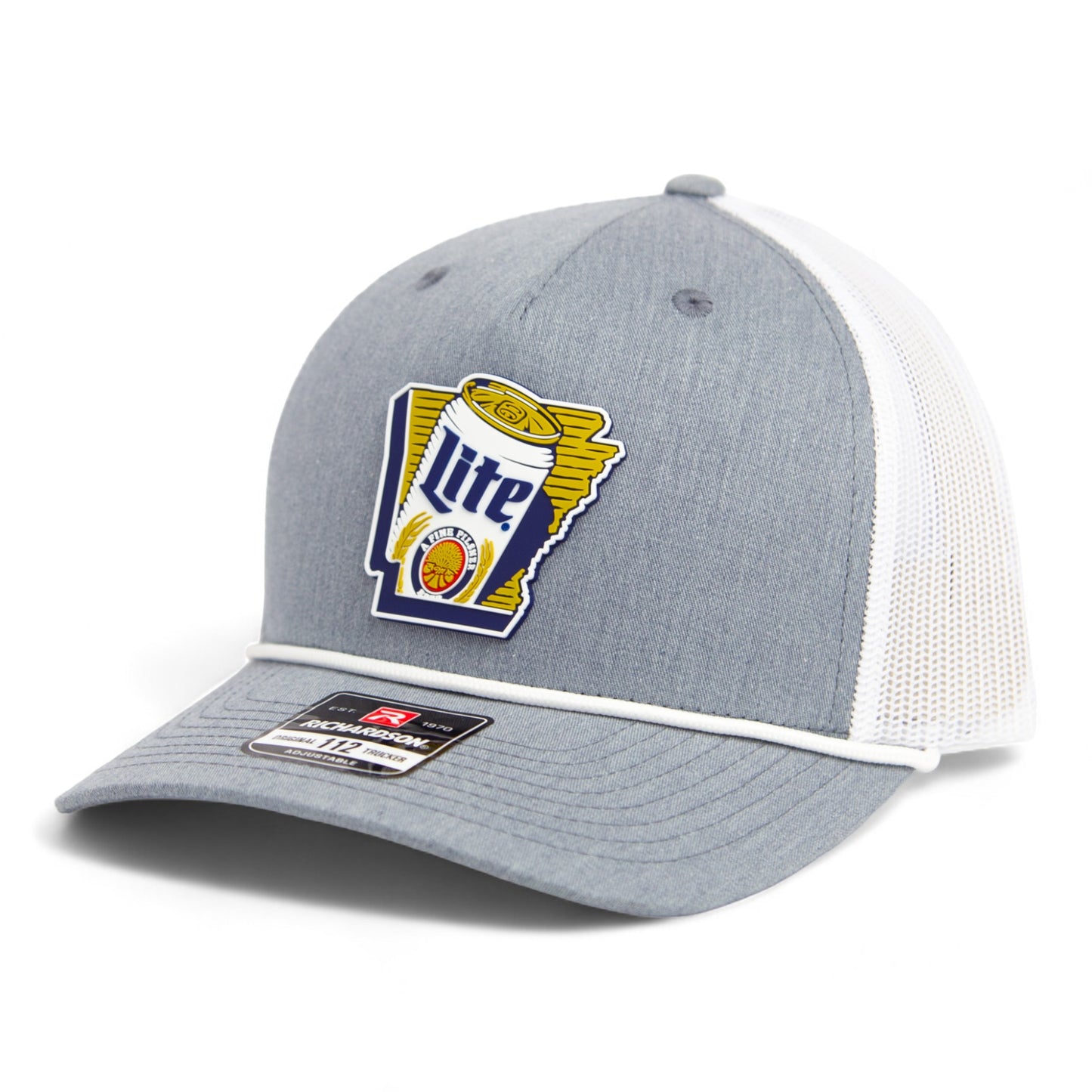 It's Miller Time Arkansas 3D Snapback Trucker Rope Hat- Heather Grey/ White