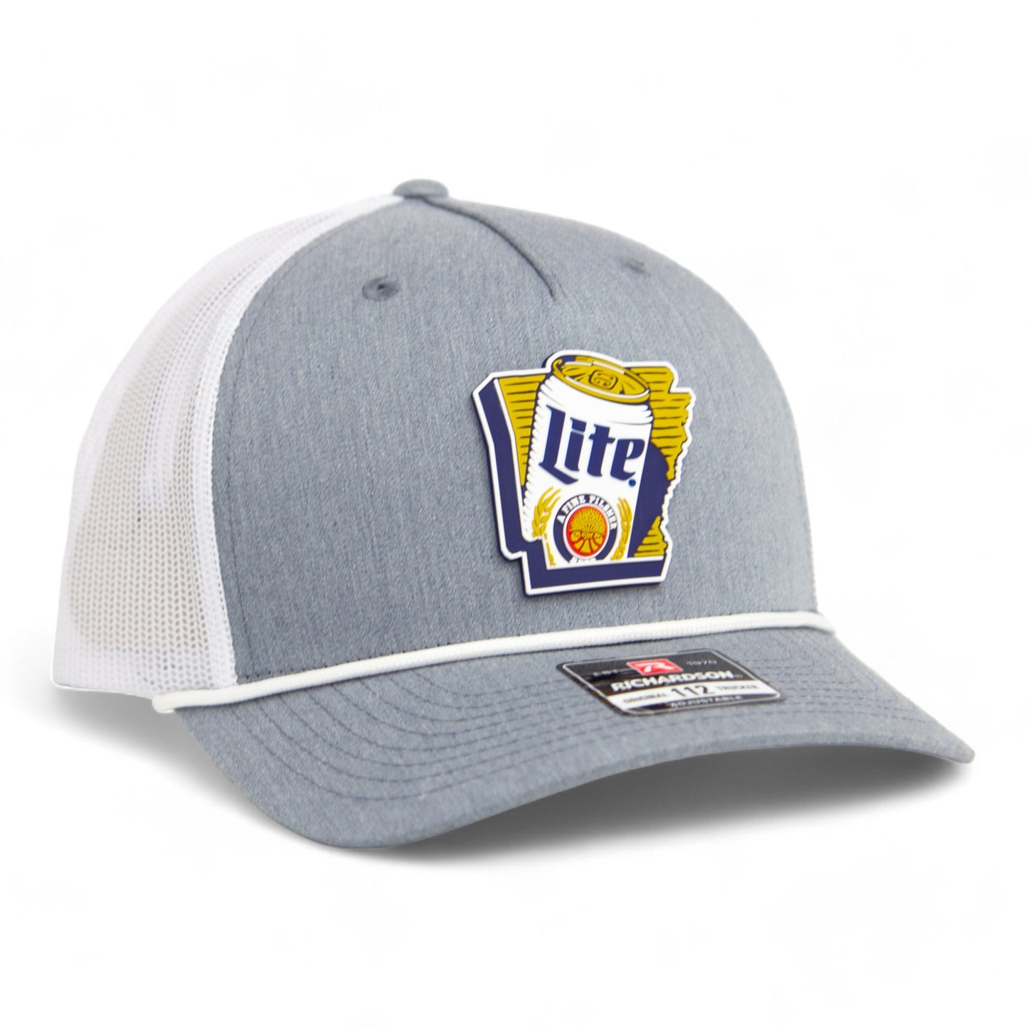 It's Miller Time Arkansas 3D Snapback Trucker Rope Hat- Heather Grey/ White