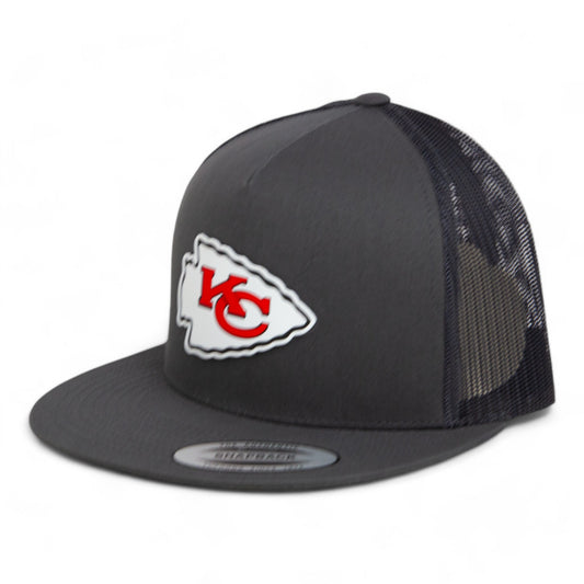 Kansas City Chiefs 3D YP Snapback Flat Bill Trucker Hat- Charcoal/ Black