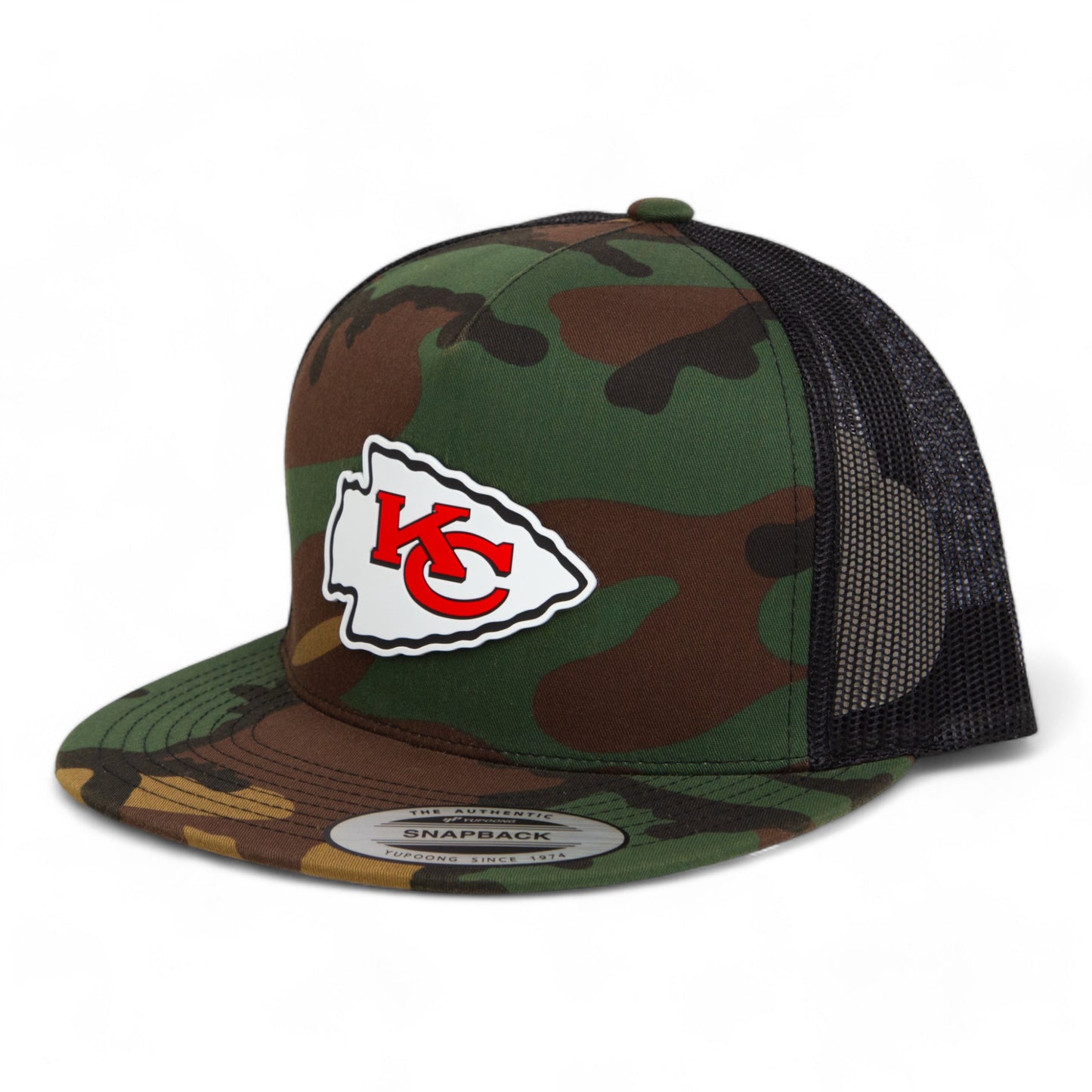 Kansas City Chiefs 3D YP Snapback Flat Bill Trucker Hat- Army Camo/ Black