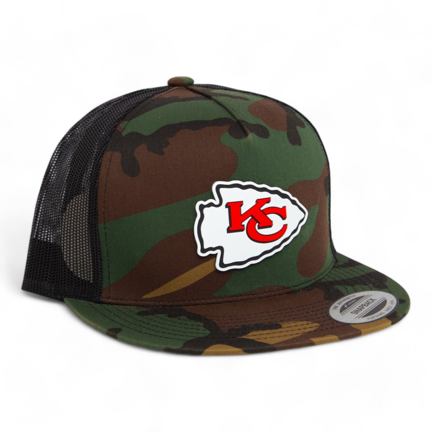 Kansas City Chiefs 3D YP Snapback Flat Bill Trucker Hat- Army Camo/ Black