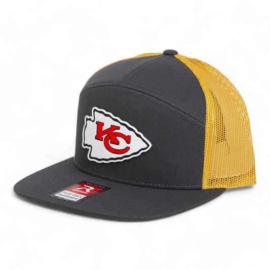 Kansas City Chiefs 3D Snapback Seven-Panel Flat Bill Trucker Hat- Charcoal/ Old Gold