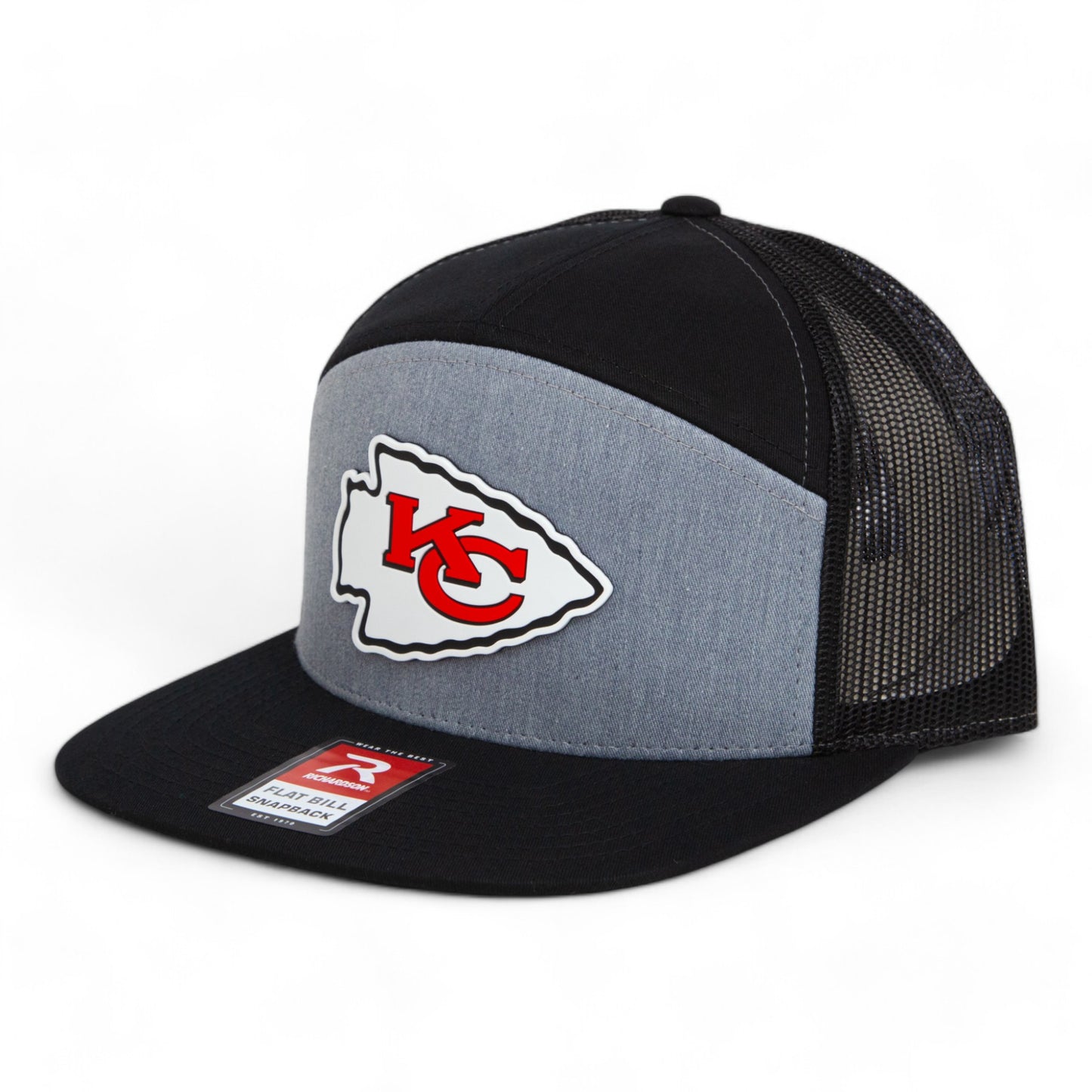 Kansas City Chiefs 3D Snapback Seven-Panel Flat Bill Trucker Hat- Heather Grey/ Black