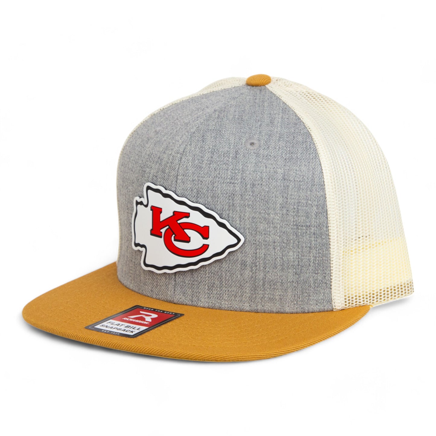 Kansas City Chiefs 3D Wool Blend Flat Bill Hat- Heather Grey/ Birch/ Biscuit