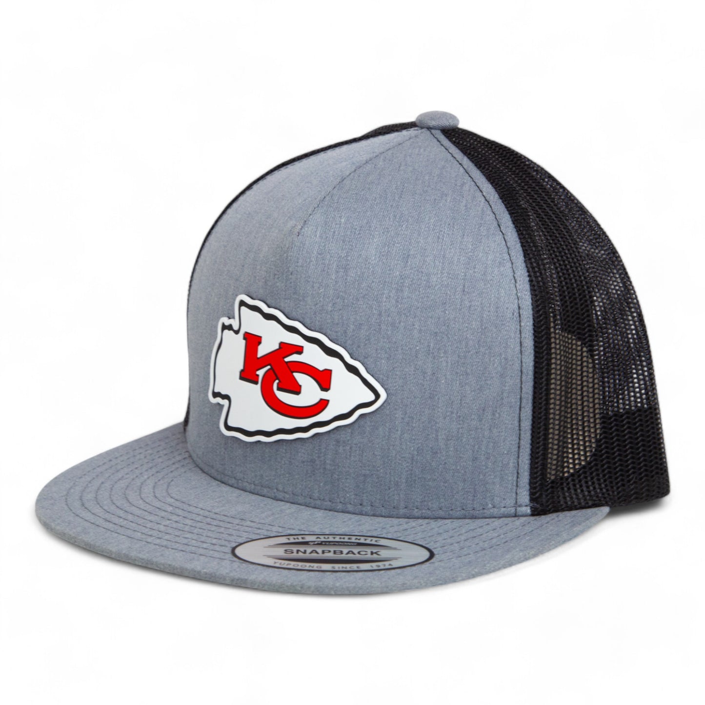 Kansas City Chiefs 3D YP Snapback Flat Bill Trucker Hat- Heather Grey/ Black