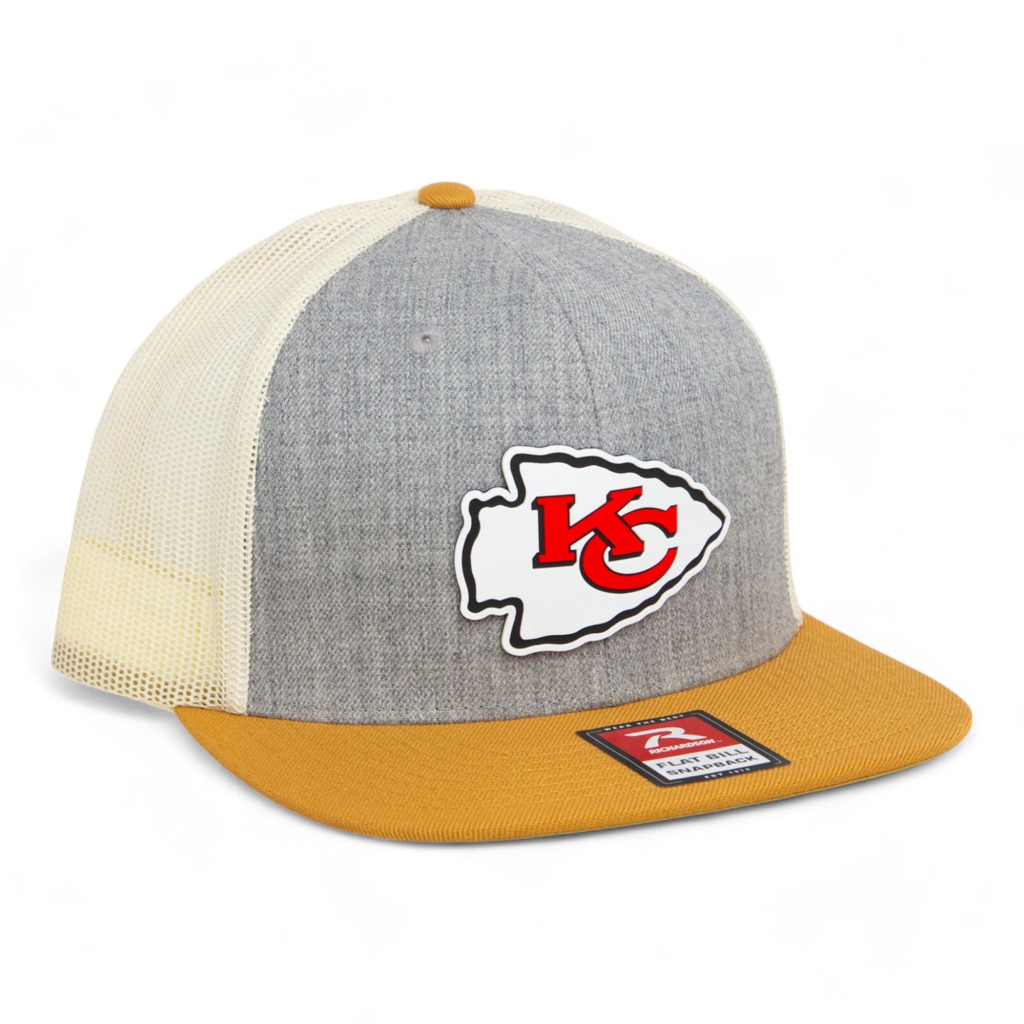 Kansas City Chiefs 3D Wool Blend Flat Bill Hat- Heather Grey/ Birch/ Biscuit