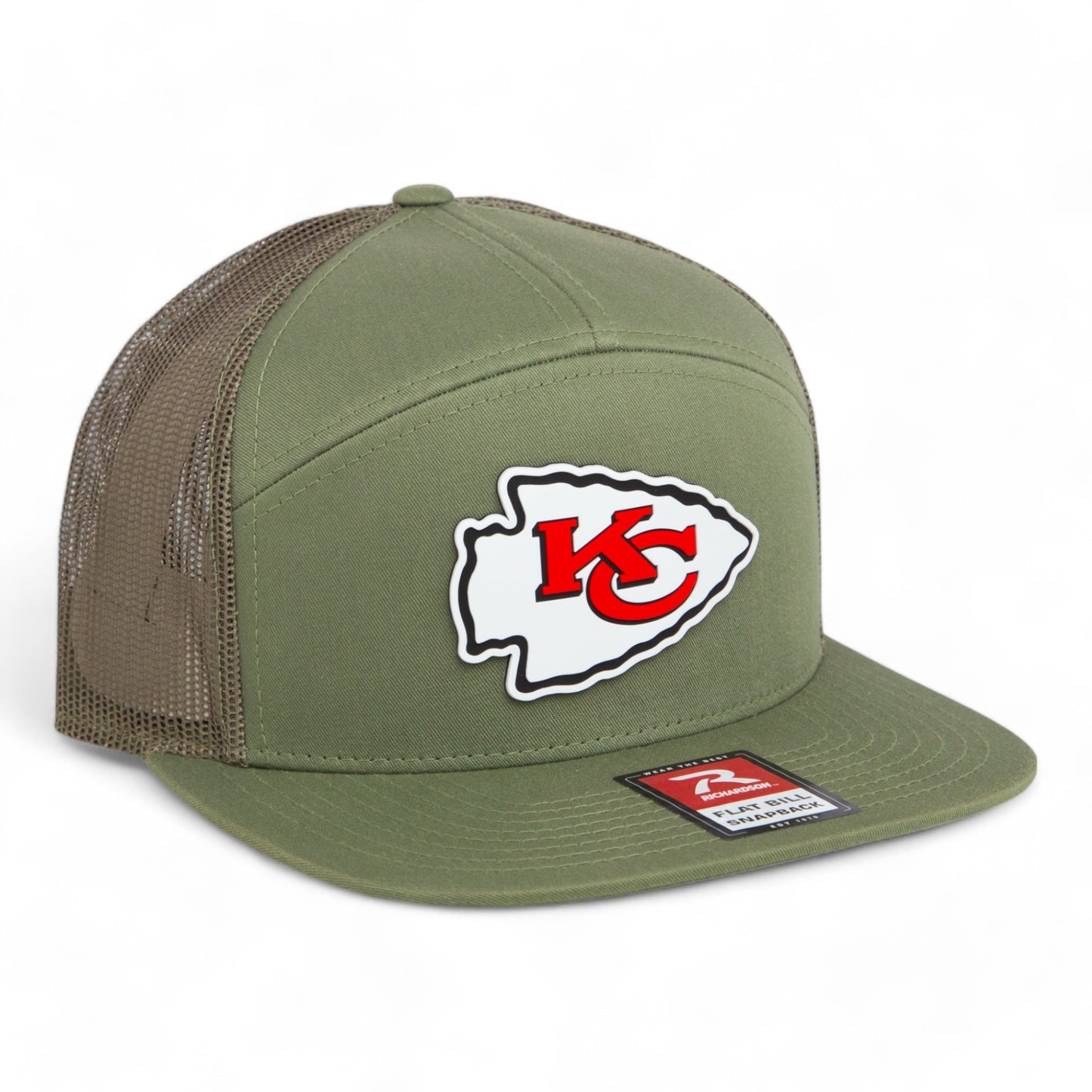 Kansas City Chiefs 3D Snapback Seven-Panel Flat Bill Trucker Hat- Loden Green