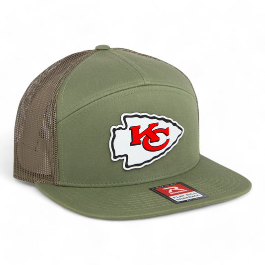 Kansas City Chiefs 3D Snapback Seven-Panel Flat Bill Trucker Hat- Loden Green